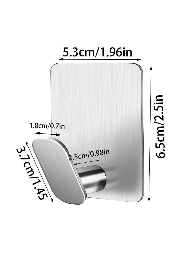 Sakina 4Psc Wall Hooks, Adhesive Wall Hook, 304 Stainless Steel Adhesive Hooks,Self Adhesive Hooks,Sticky Hook,Wall Hangers, No Nails Anti Rust Waterproof Hook for Bathroom, Kitchen, Hanging, Coat Robe, Towel（Silver) - Image 2